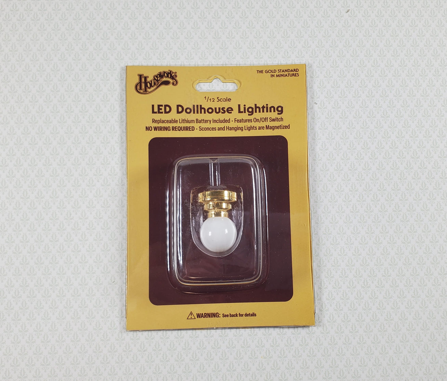 Dollhouse Battery Ceiling Light Hanging White Globe Shade 1:12 Scale Houseworks
