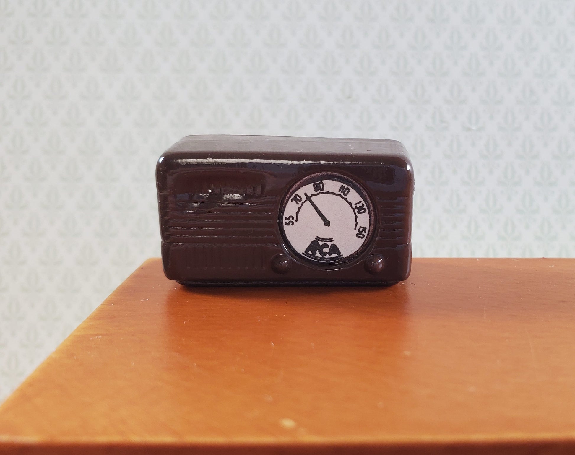 Dollhouse Box Radio Retro Style Brown Painted Metal 1:12 Scale