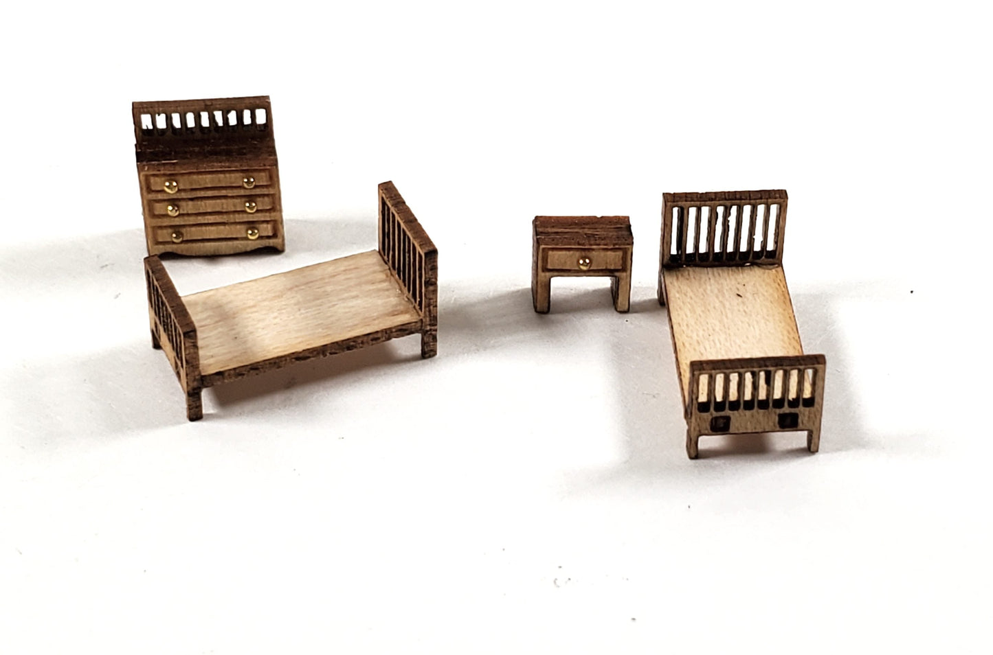 Dollhouse 1:144 Scale Furniture KIT DIY Child's Bedroom Set Beds Dresser +