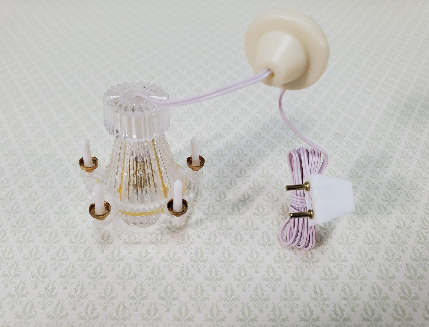 Dollhouse Small Chandelier Electric 1:12 Scale Miniature 12 Volt with Plug