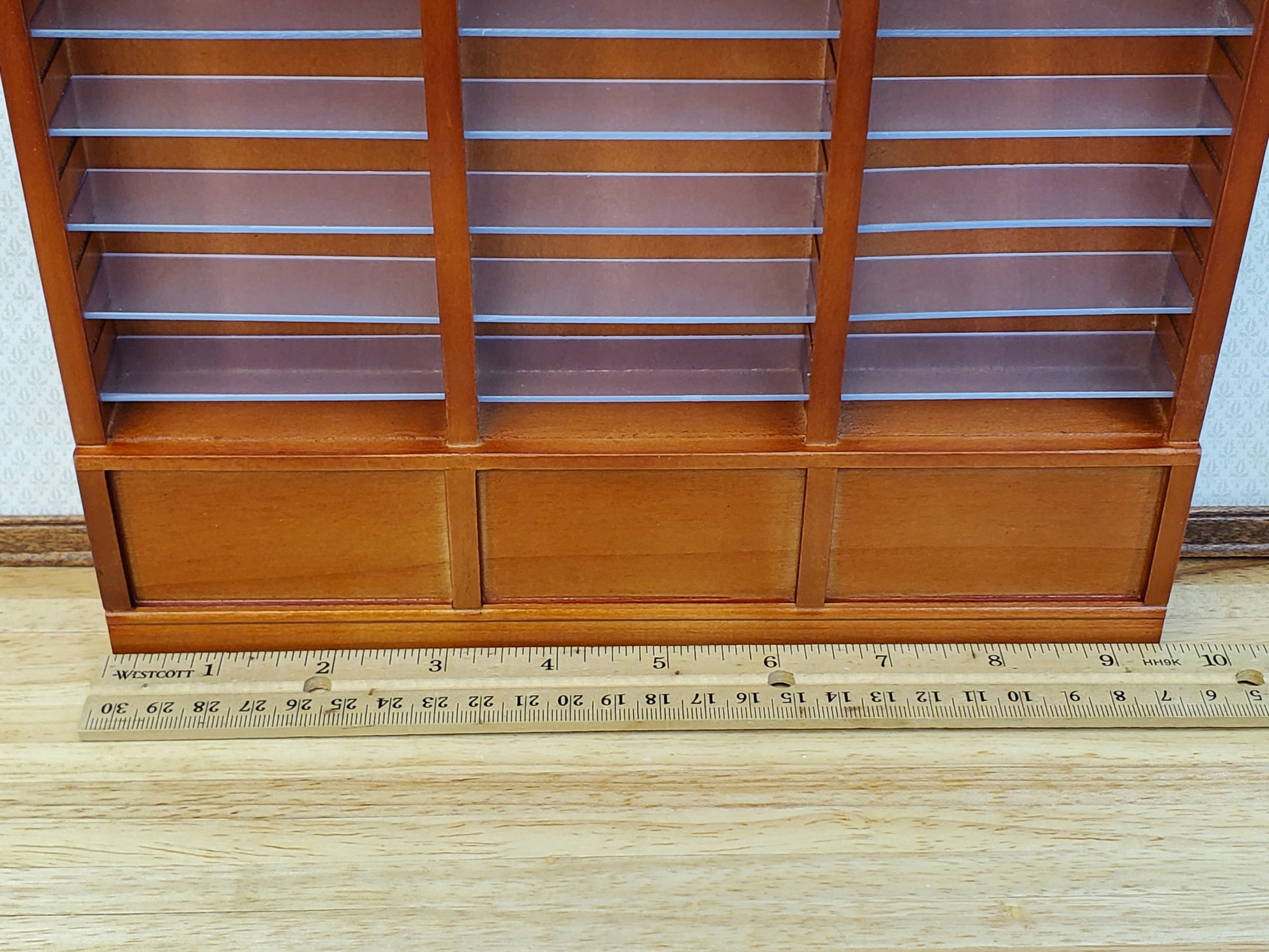 Dollhouse Library Bookcase or Shop Shelves 3 Bay 9 Adjustable Shelves 1:12 Scale Furniture