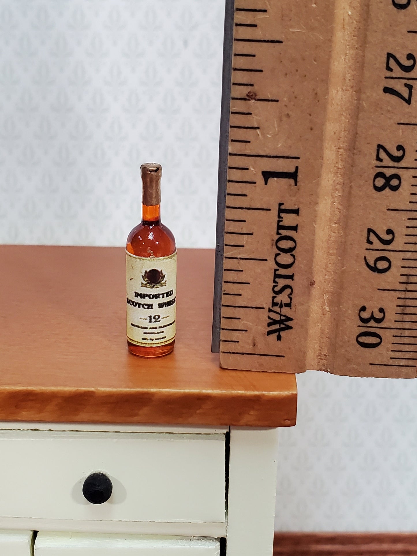 Dollhouse Bottle of Imported Scotch Whiskey 1:12 Scale Miniature 1" Tall Drinks