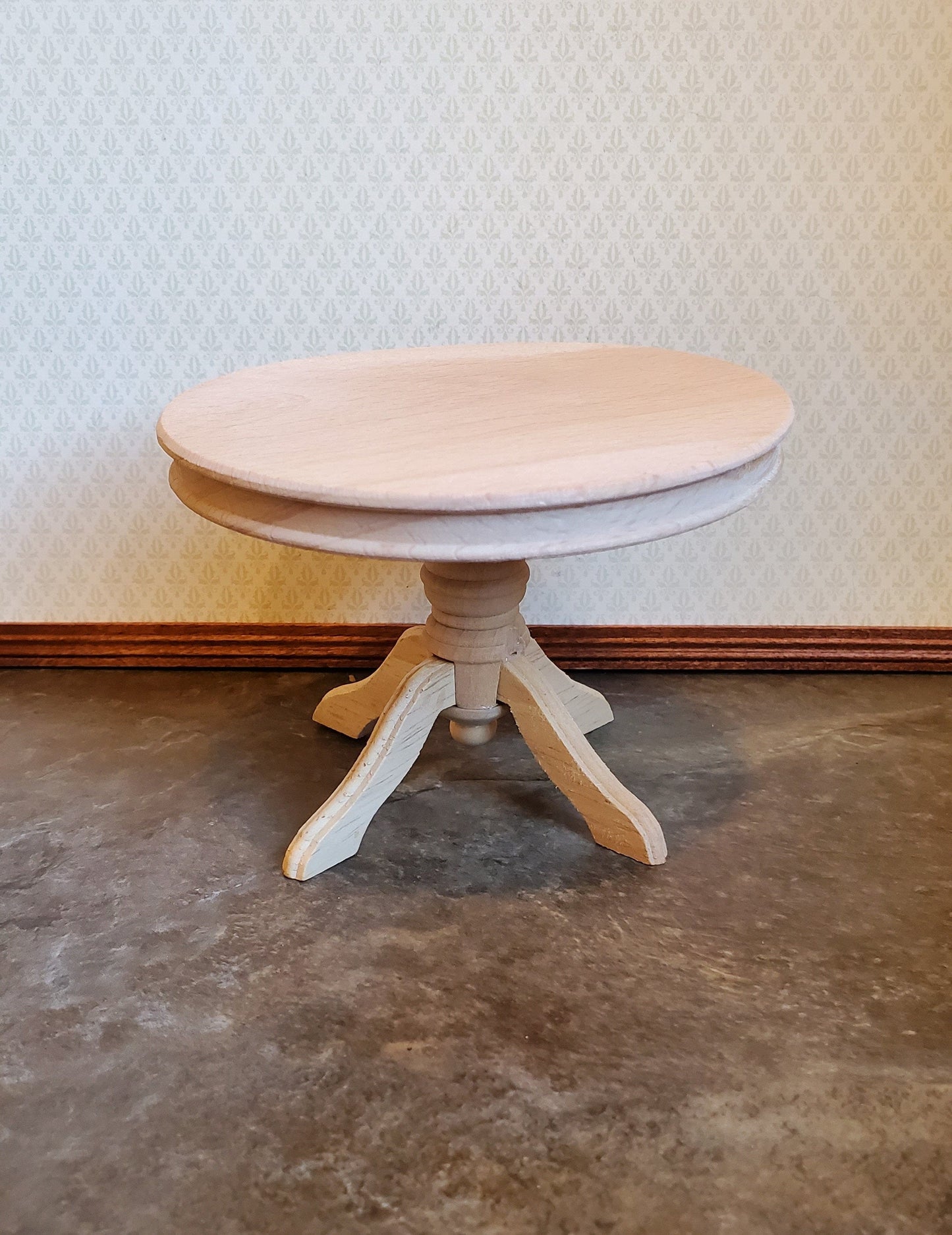 Dollhouse Miniature Table Round Pedestal Unfinished 1:12 Scale Kitchen Dining Room