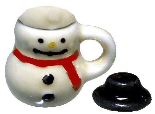 Dollhouse Ceramic Snowman Mug Coffee Cup with Top Hat LARGE 1:12 Scale Miniature