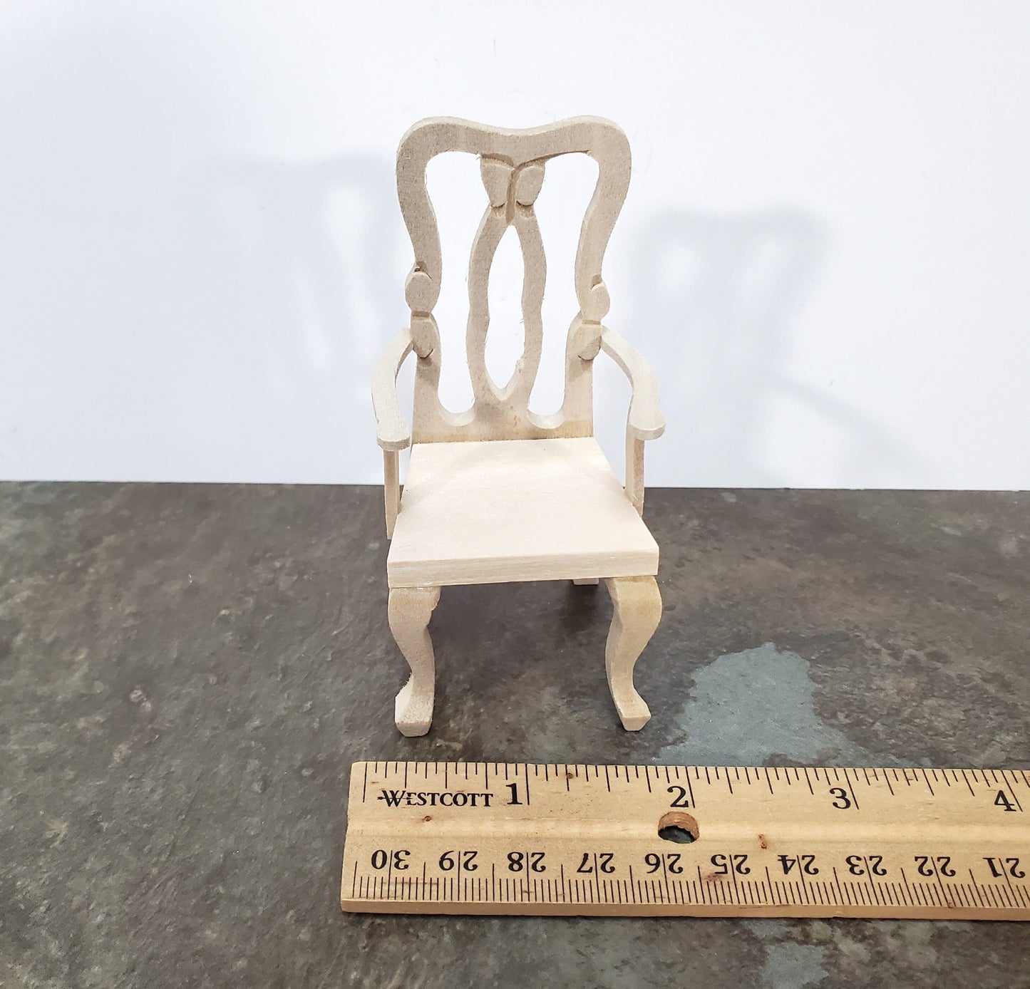 Dollhouse Arm Chair Dining or Side Chair Unpainted Wood 1:12 Scale Miniature Furniture