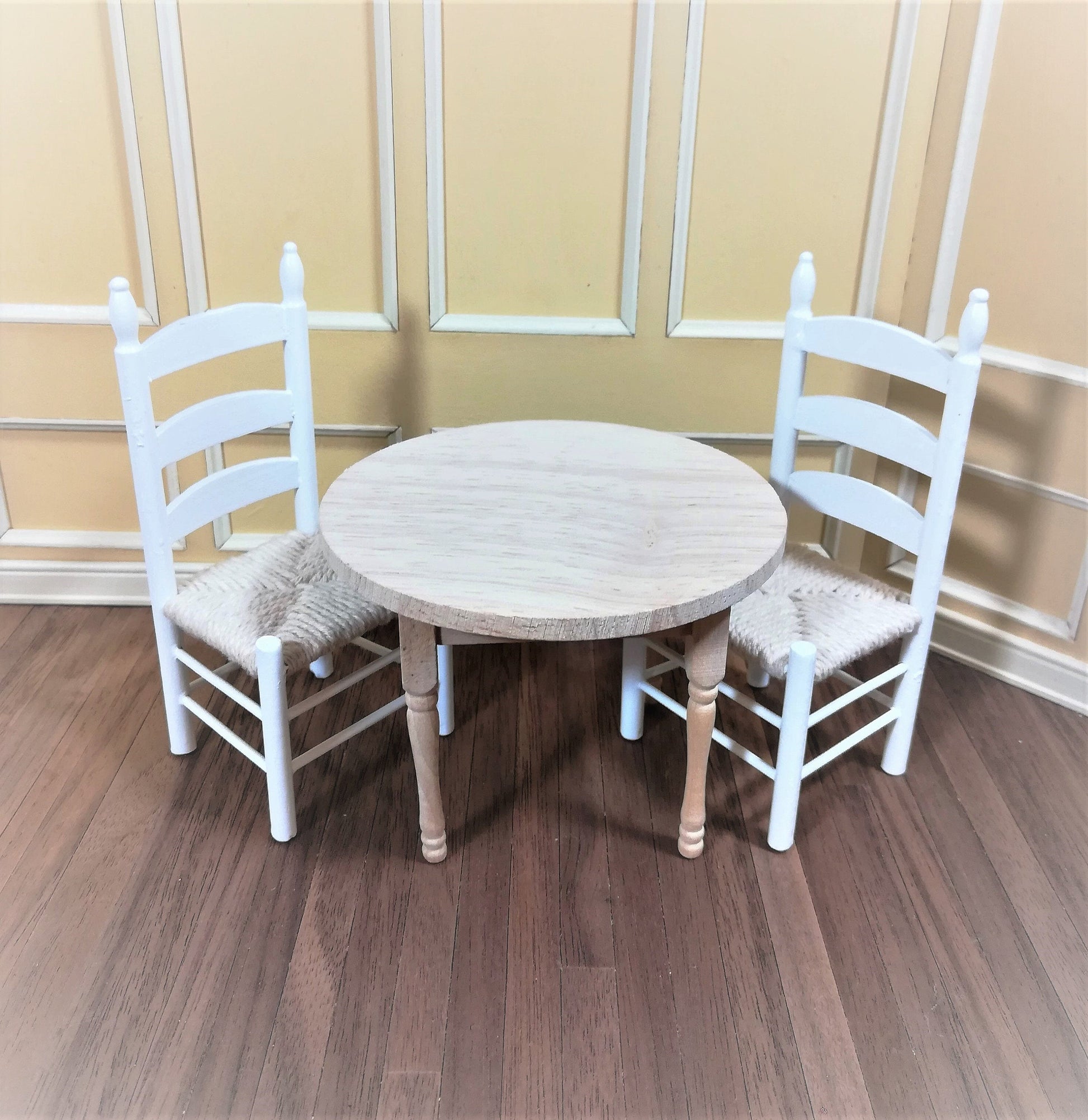 Dollhouse Miniature Chair Ladderback White with Rush Seat 1:12 Scale Furniture