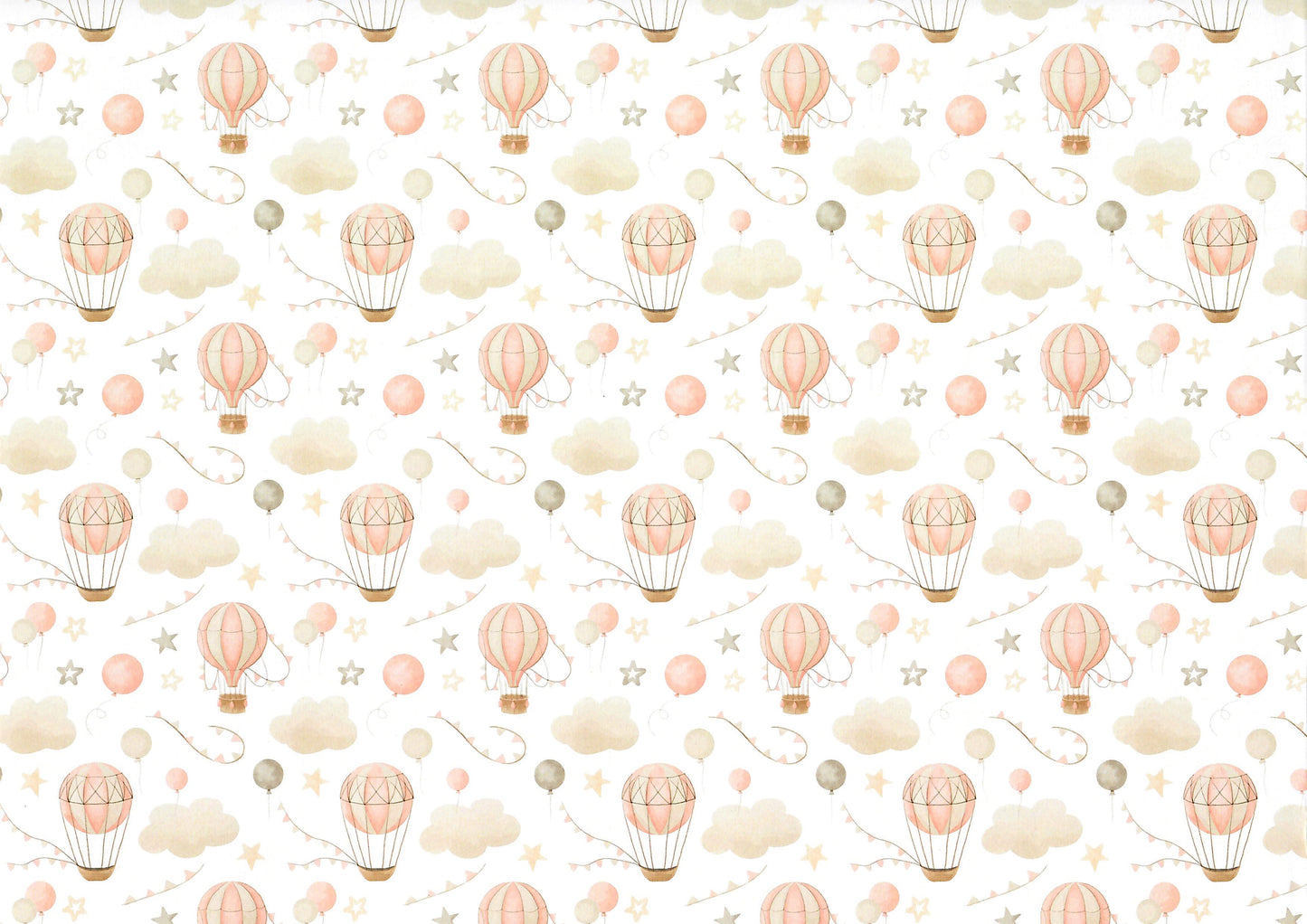 Dollhouse Nursery Wallpaper 3 Sheets Hot Air Balloons Beige 1:12 Scale Miniature