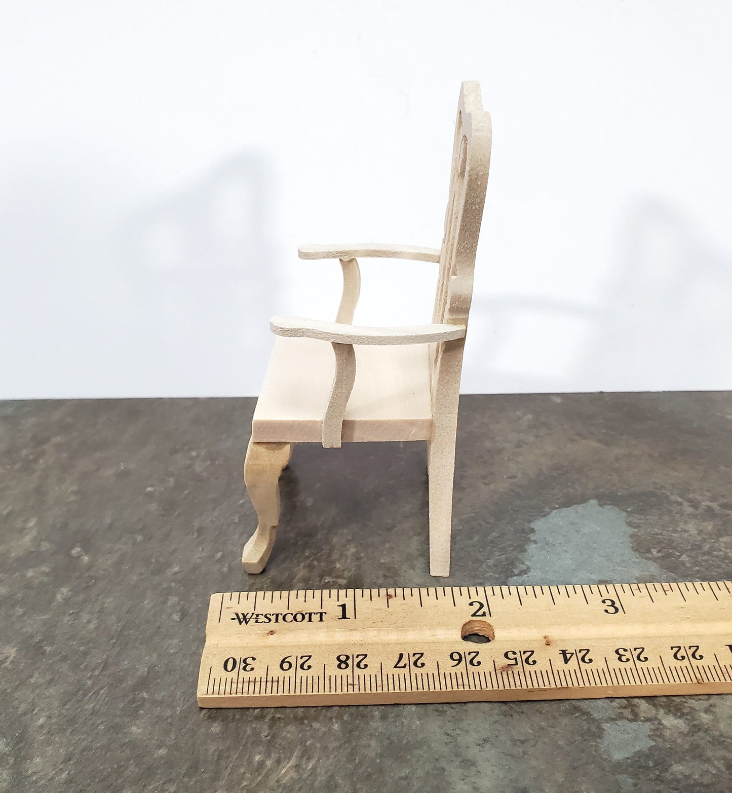 Dollhouse Arm Chair Dining or Side Chair Unpainted Wood 1:12 Scale Miniature Furniture