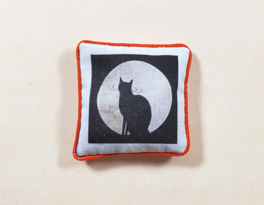 Dollhouse Halloween Black Cat Pillow Handmade 1:12 Scale Miniature 1 1/2"