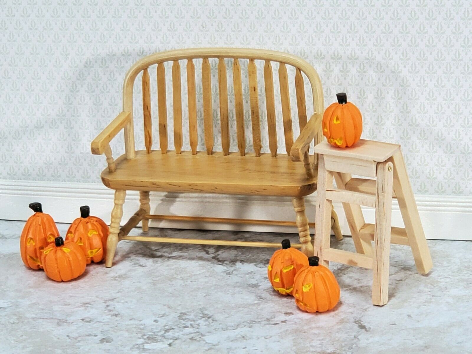 Dollhouse Pumpkins Carved x6 Assorted 1:12 Scale Miniatures Halloween Decor