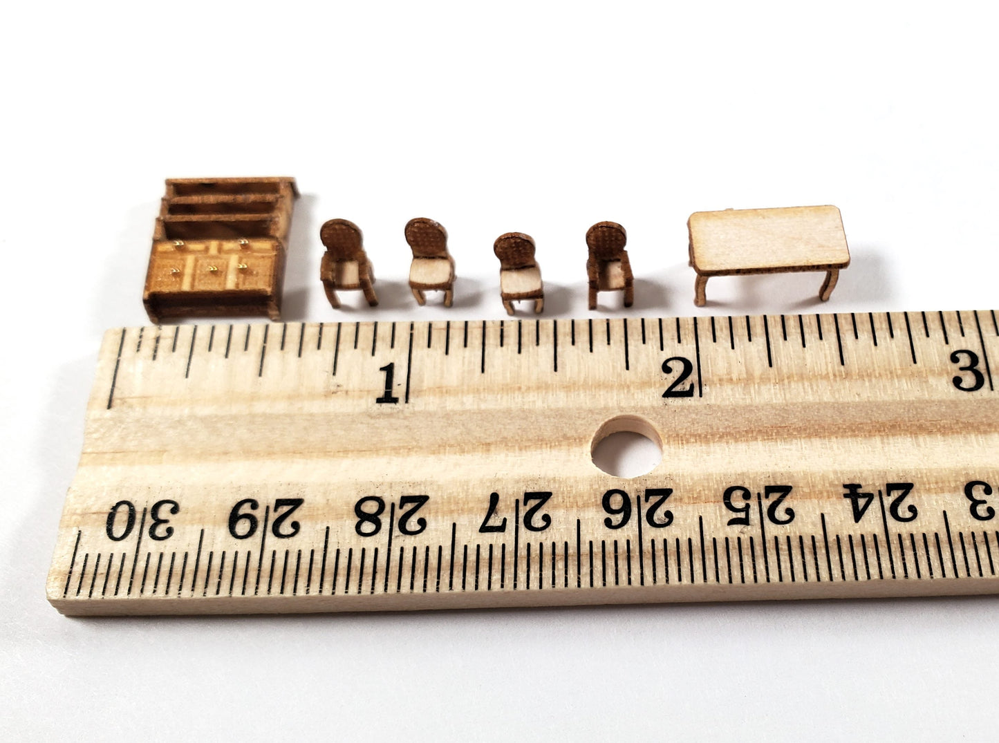 Dollhouse 1:144 Scale Furniture KIT DIY Dining Room Miniature Set Table Chairs +