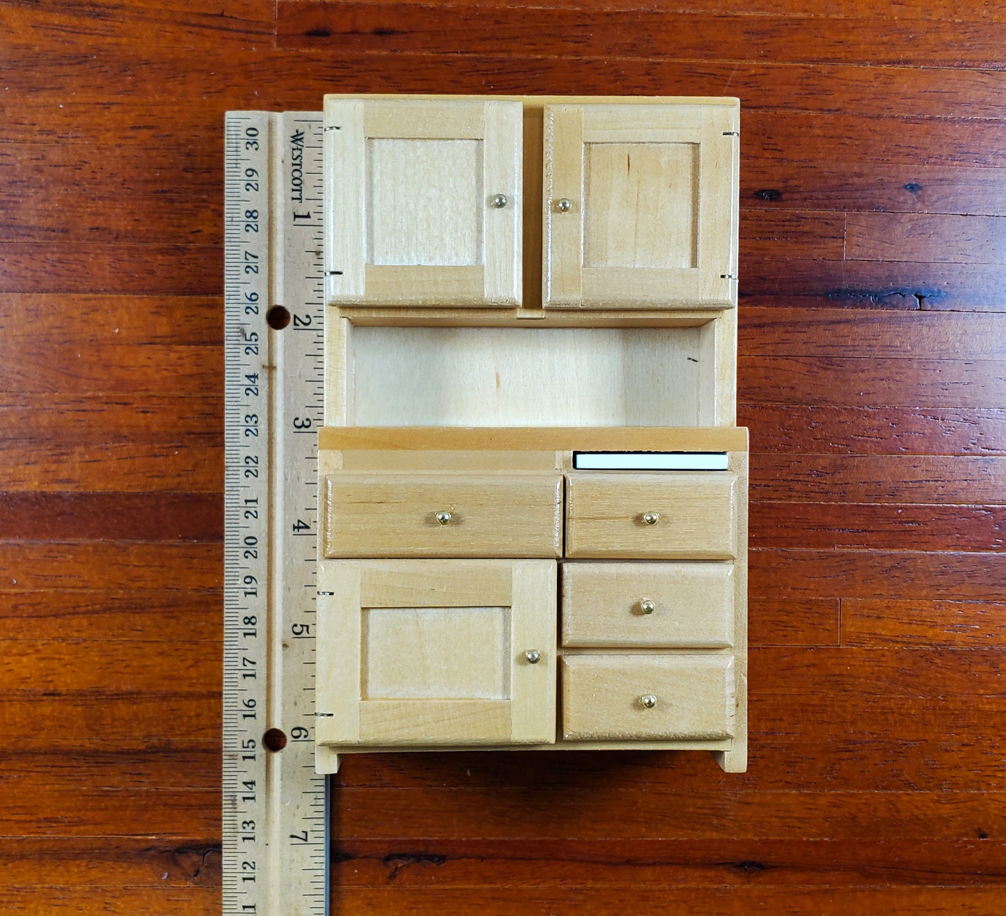 Dollhouse Kitchen Set Sink Fridge Table 1:12 Scale Furniture Light Oak Finish