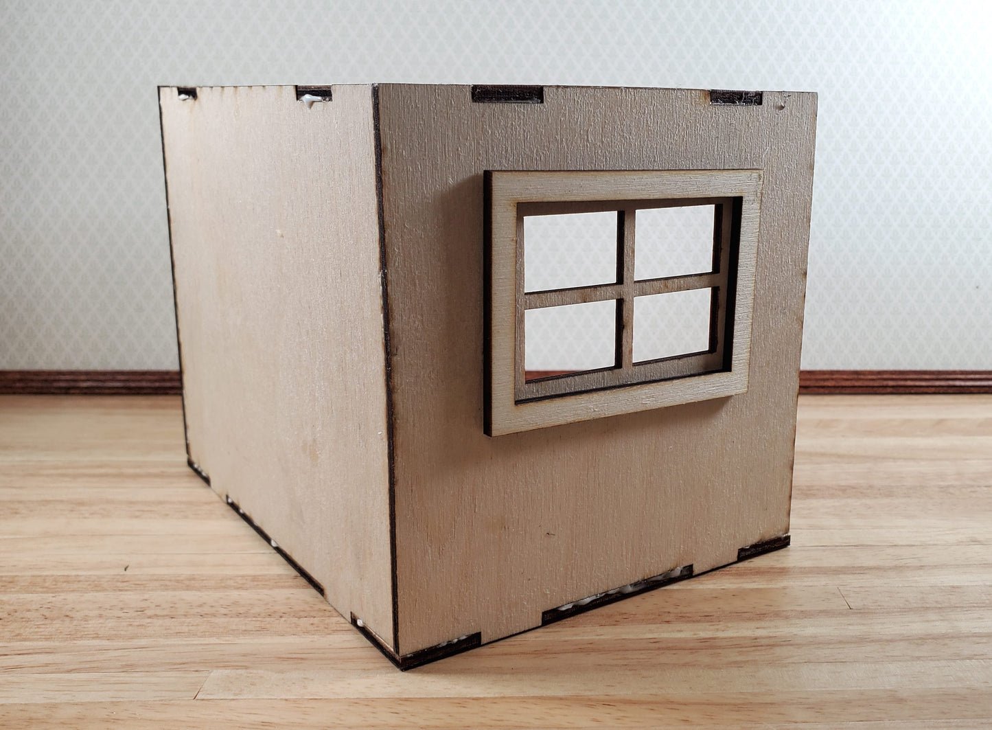 Half Scale Room Box DIY Kit Small Diorama Window Wood Floor 1:24 Miniature 6x4.5