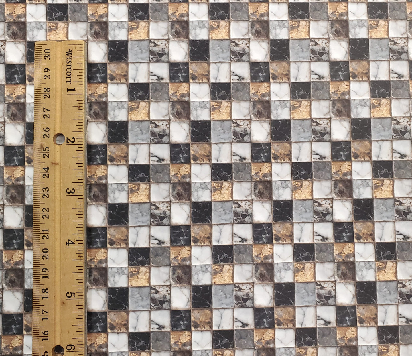 Dollhouse Tile Paper Flooring or Backsplash Black White Gold 1:12 Scale
