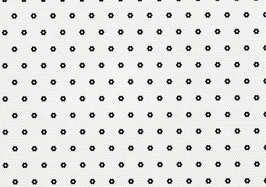 Dollhouse Penny Tile Paper with Black Hexagon Flowers Floor 1:12 Scale Itsy Bitsy