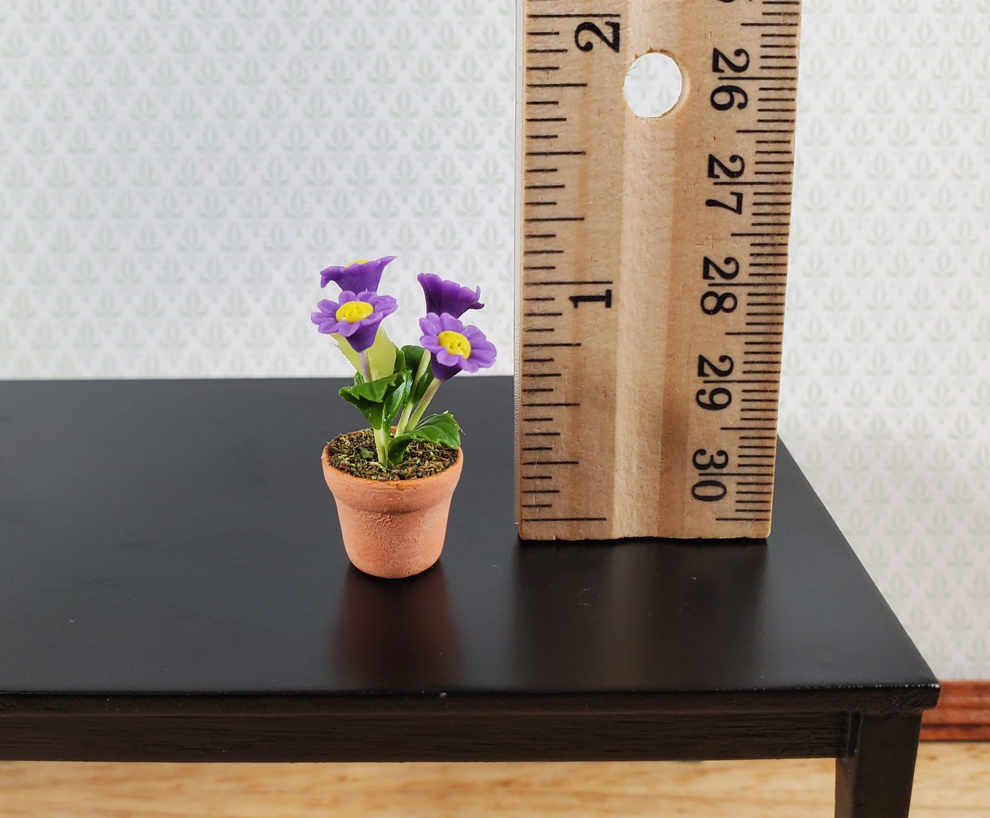 Dollhouse Potted Flowers Purple Daisies Plant 1:12 Scale Miniature Houseplant