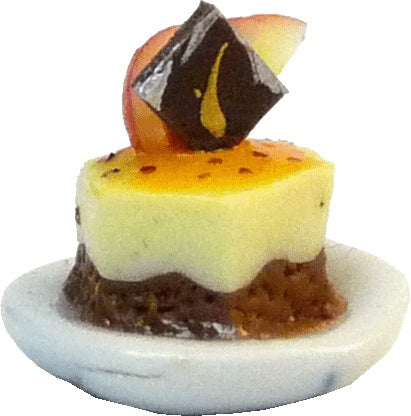 Dollhouse Caramel Flan with Apple & Chocolate Accent 1:12 Scale Miniature Food