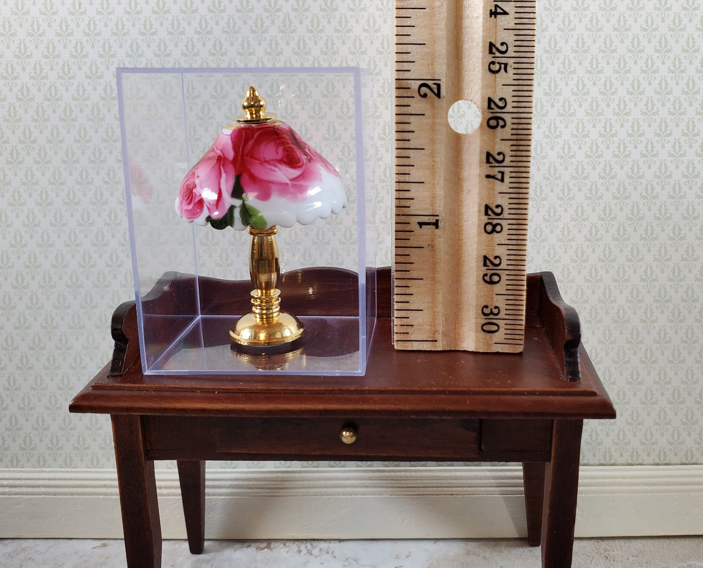 Dollhouse Miniature Lamp Non-Working Rose Pattern Reutter Porcelain 1:12 Scale