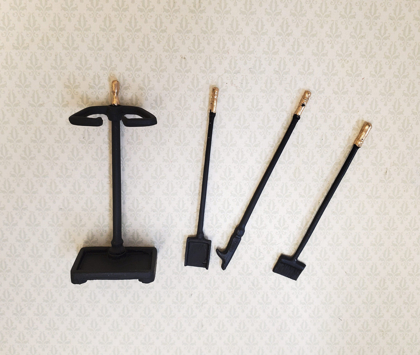 Dollhouse Fireplace Accessory Set Shovel Broom Poker Black 1:12 Scale Miniature