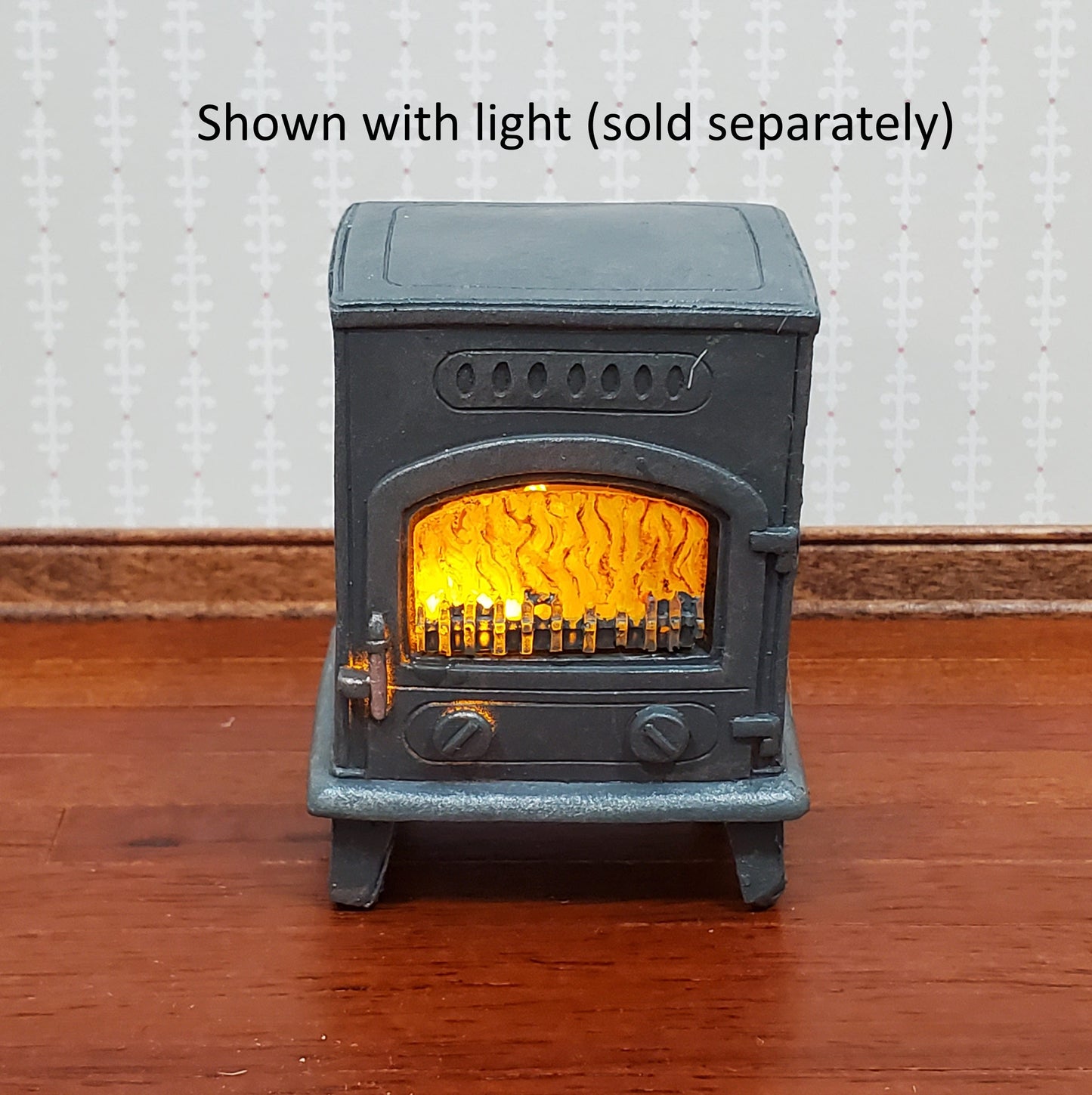 Dollhouse Wood Burning Stove Vintage Style 1:12 Scale Hole for Light