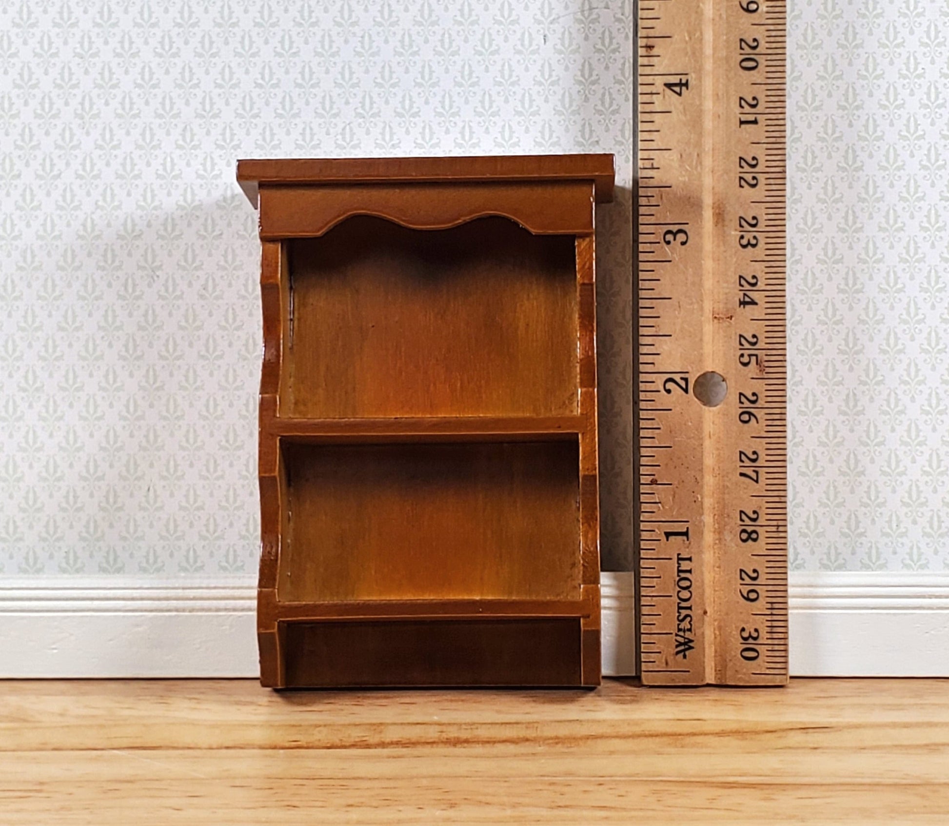 Dollhouse Hanging Shelf 1:12 Scale Miniature Walnut Finish Kitchen or Bathroom