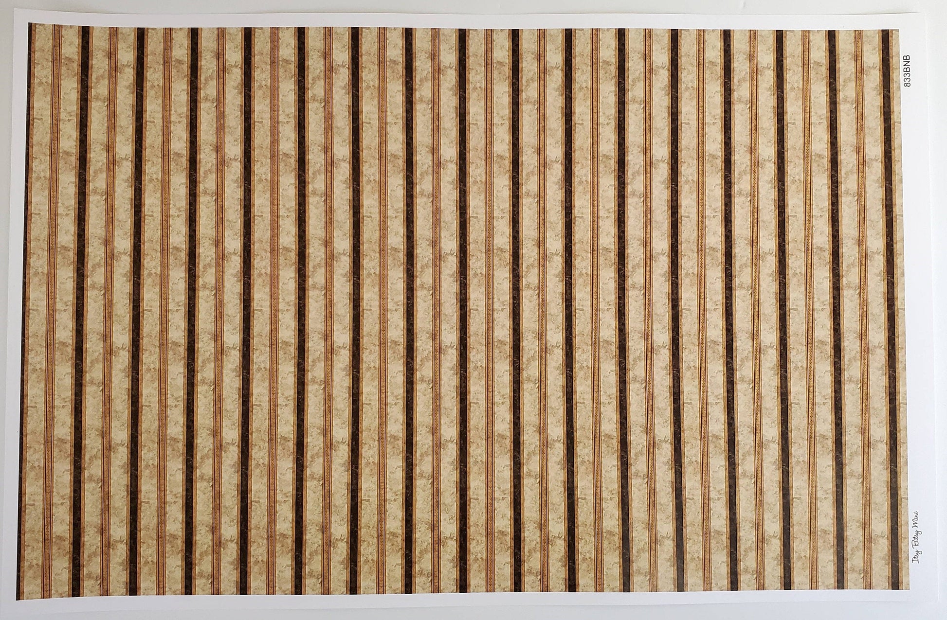 Dollhouse Wallpaper Striped Black Gold Brown 1:12 Scale Itsy Bitsy Miniatures