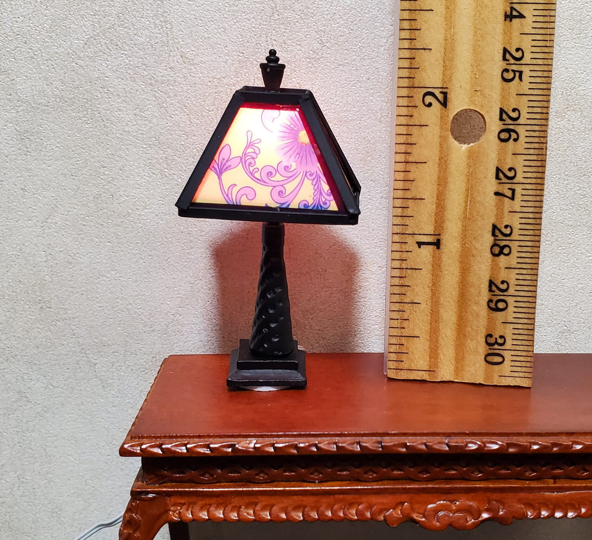 Dollhouse Miniature Table Lamp Arts & Crafts Craftsman Style 1:12 Scale 12 volt