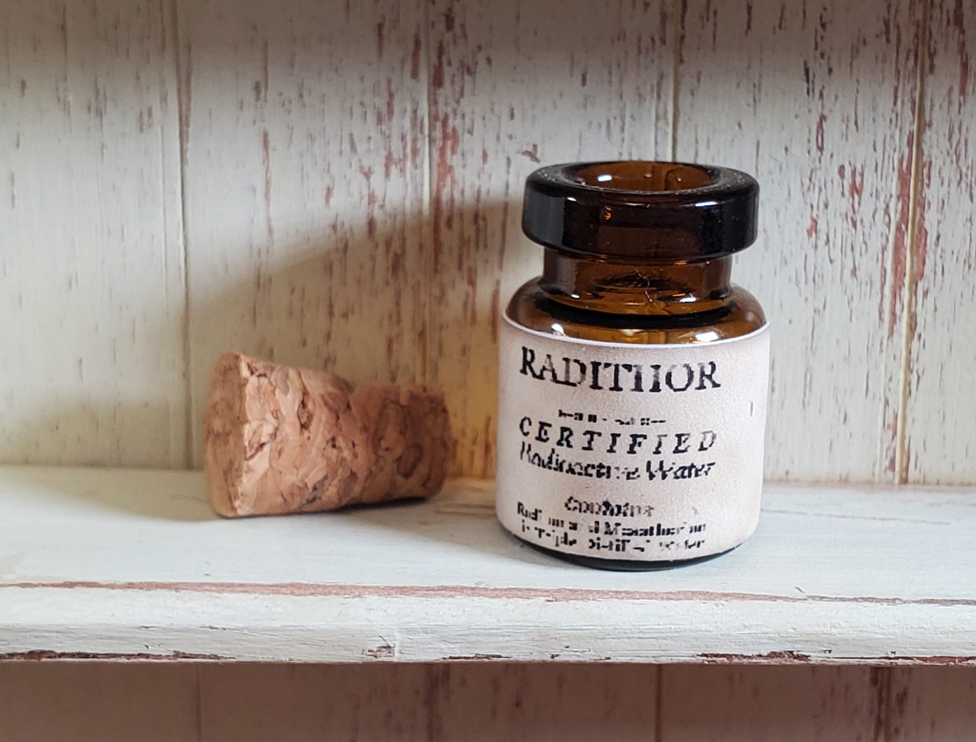 Tiny Potion Jar Radithor Tonic Bottle with Cork Dollhouse Miniature Halloween