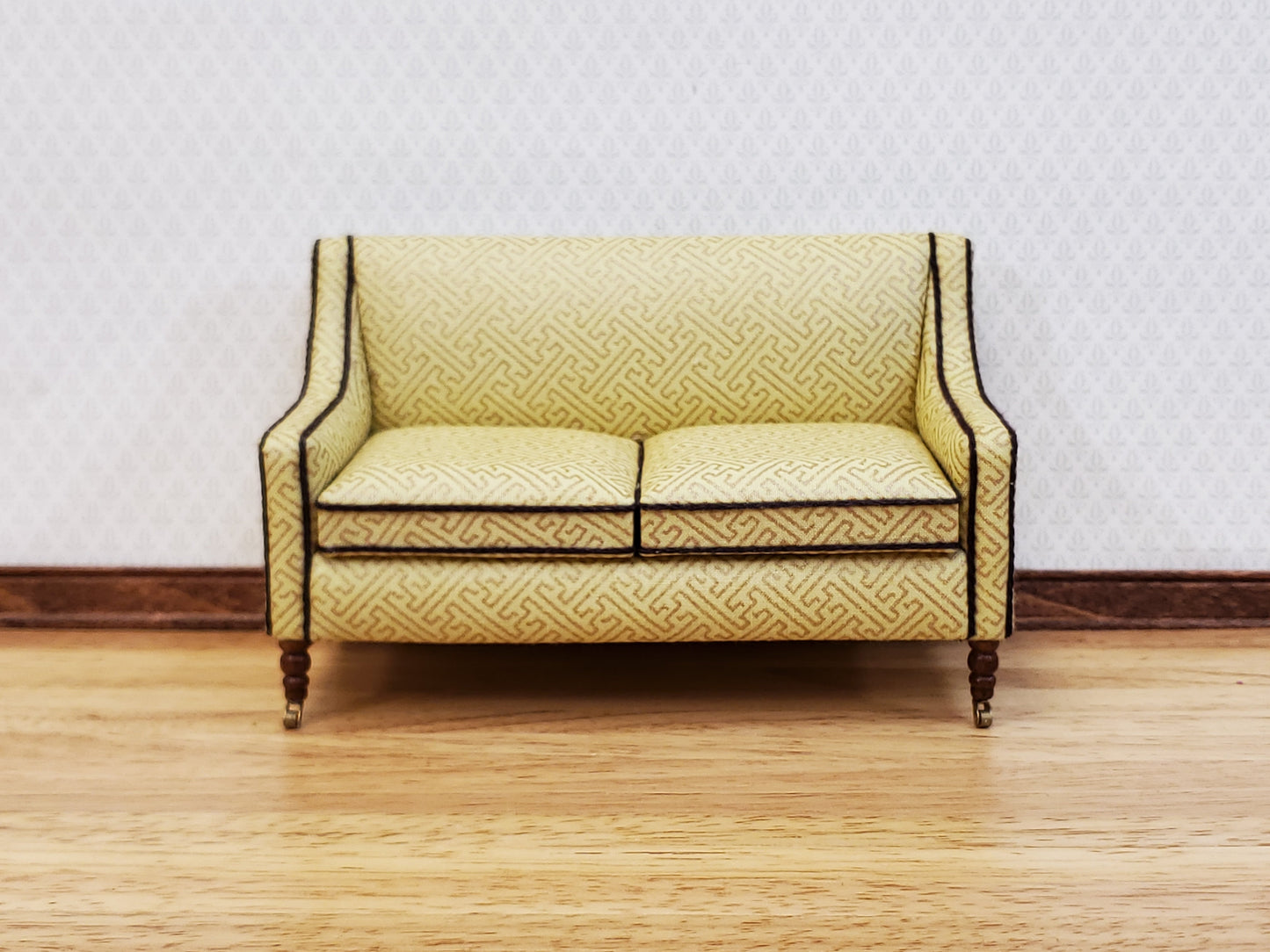 JBM Dollhouse Sofa Couch Retro Style Pale Yellow/Cream 1:12 Scale Miniature Furniture
