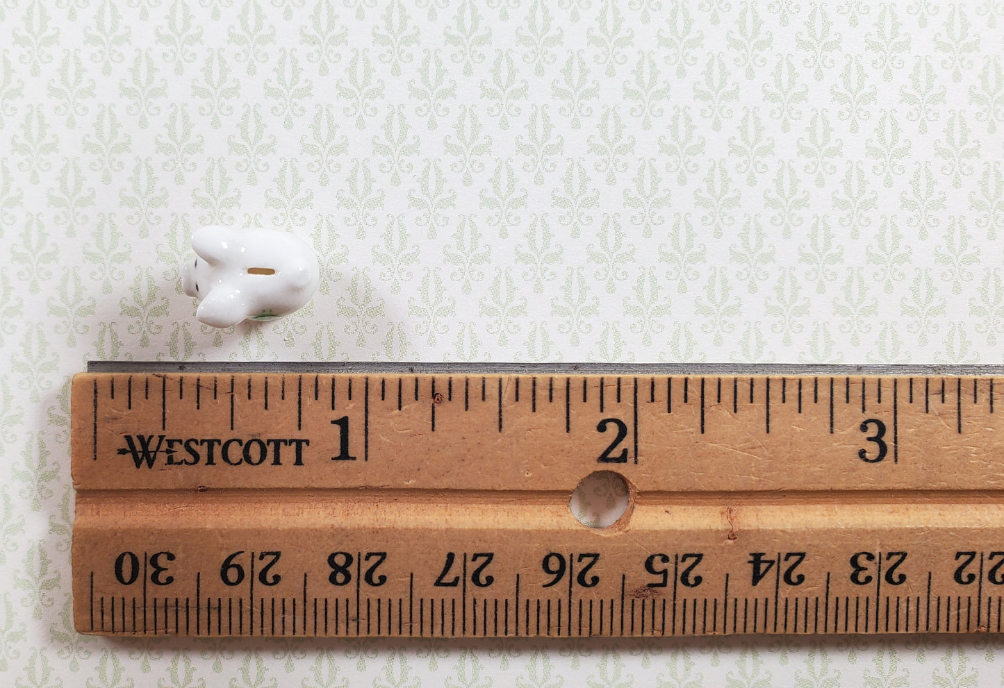 Dollhouse White Porcelain Piggy Bank with Money Symbol 1:12 Scale Miniature