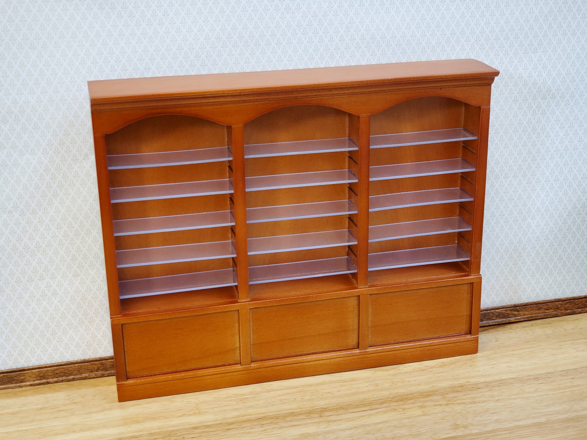 Dollhouse Library Bookcase or Shop Shelves 3 Bay 9 Adjustable Shelves 1:12 Scale Furniture