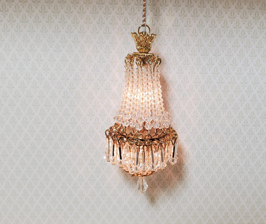 Dollhouse Crystal Chandelier "Chloe Petite" Real Glass 12 Volt 1:12 Scale