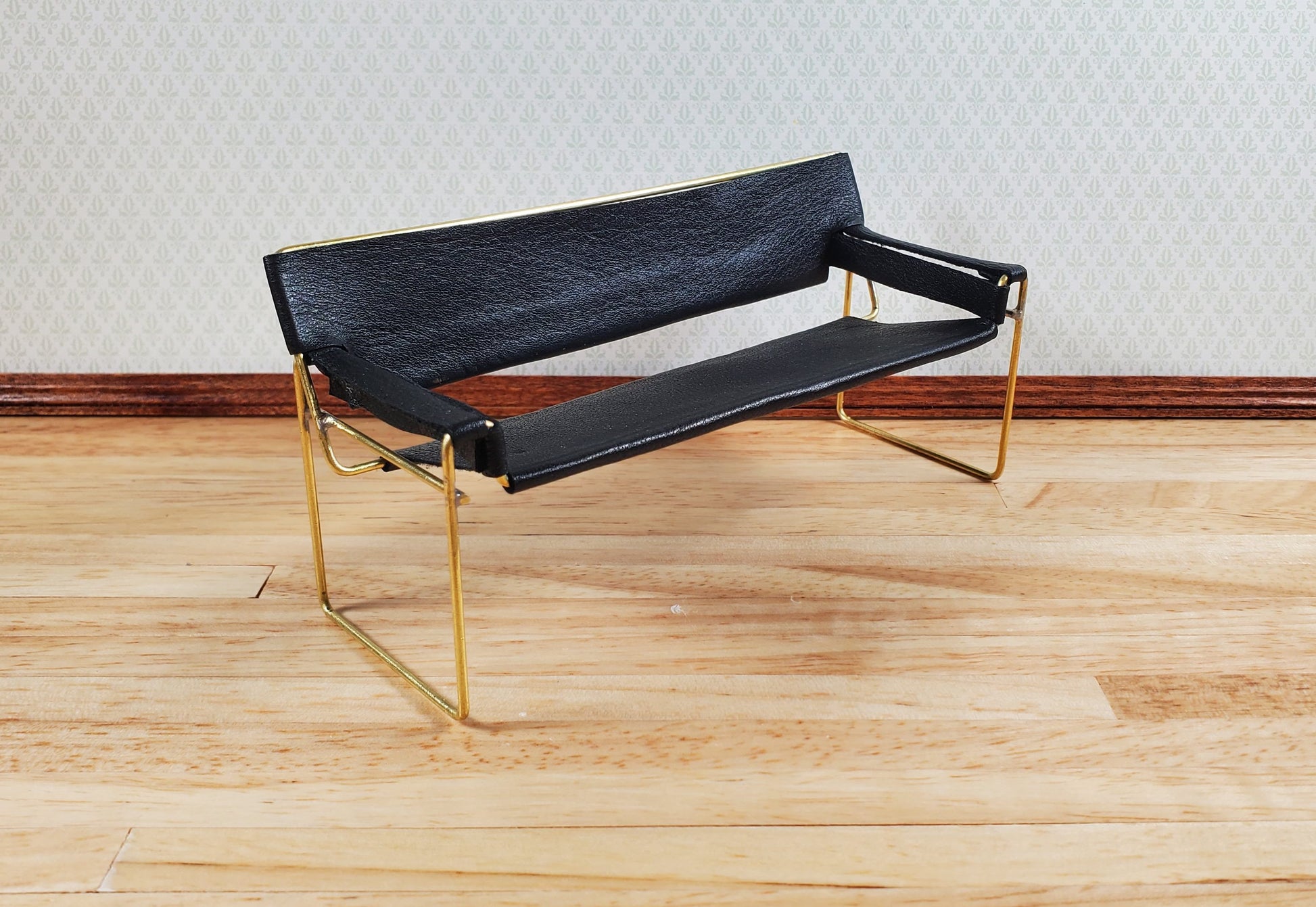 Modern Wassily Style Living Room Set Sofa 2 Chairs Coffee Table Black Leather by Warren Richardson