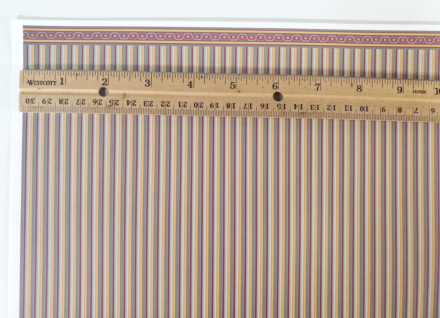 Dollhouse Wallpaper Brodnax Stripes Maroon Blue Gold "Patina" 1:12 Scale Miniature