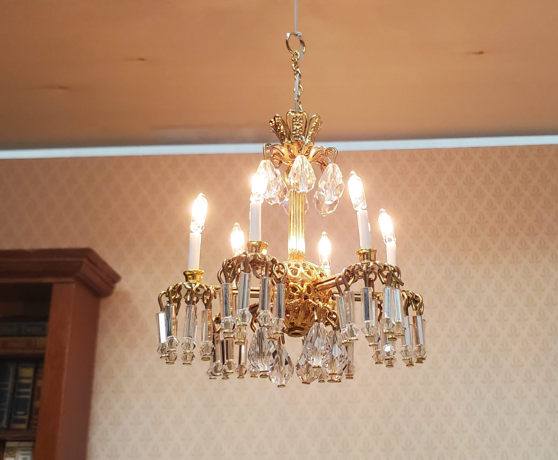 Dollhouse 6 Arm Crystal Chandelier "Sophia" Handmade 12 Volt 1:12 Scale