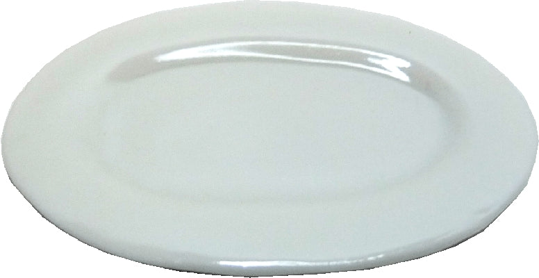 Dollhouse Oval Ceramic Platter White 1:12 Scale Miniature Dish