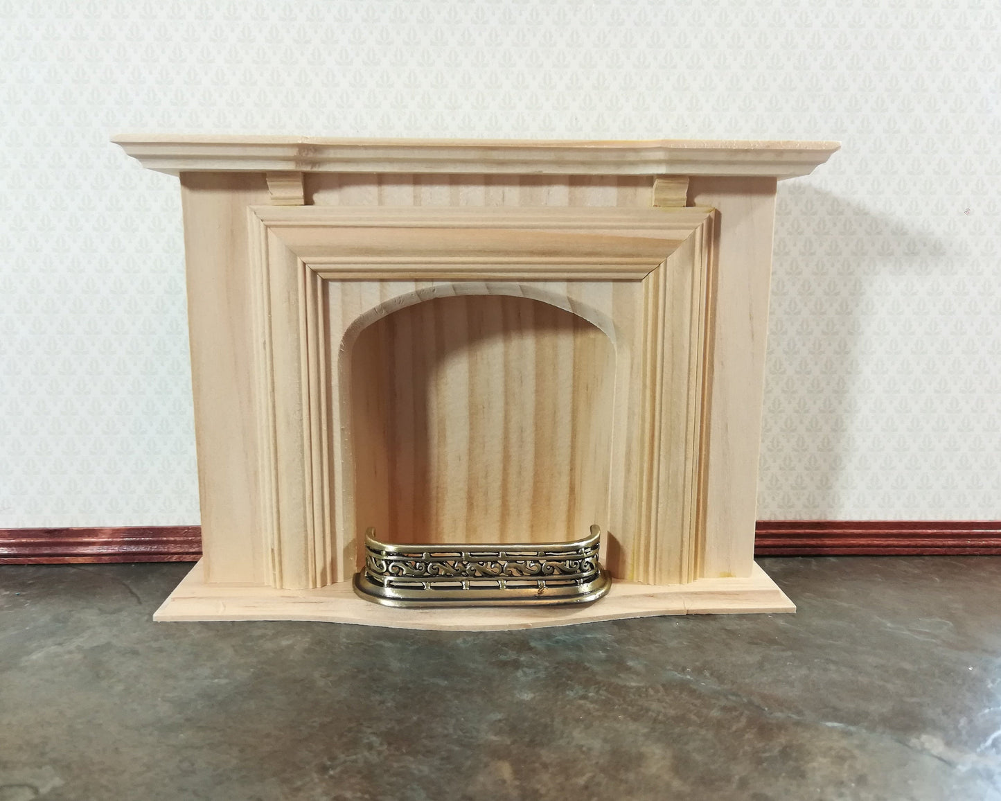 Dollhouse Metal Fireplace Fender Small 1:12 Scale Antique Brass Finish
