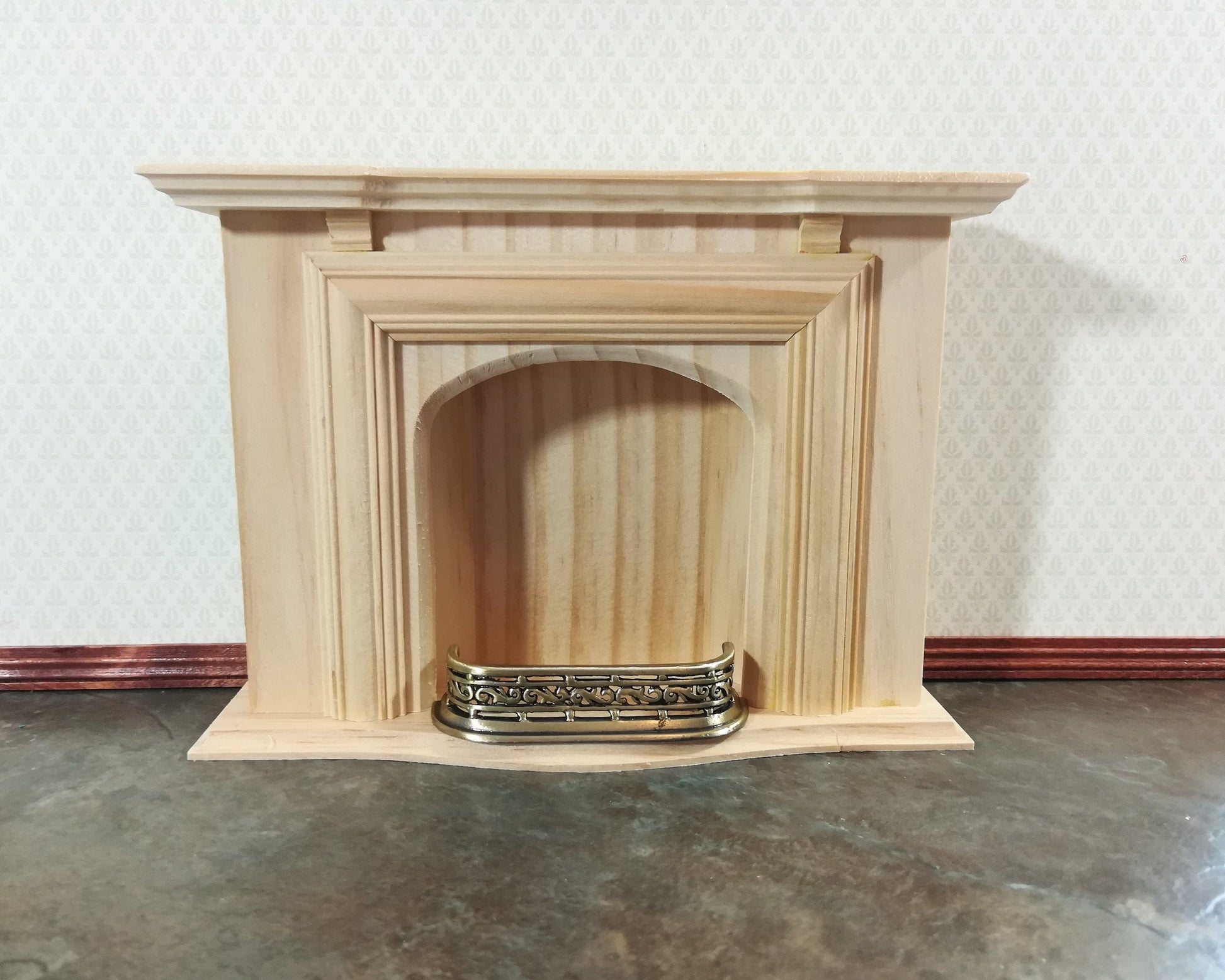 Dollhouse Metal Fireplace Fender Small 1:12 Scale Antique Brass Finish