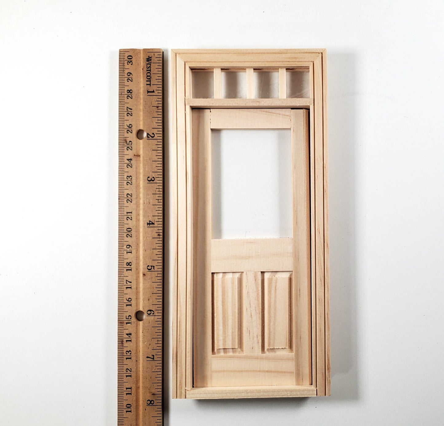 Dollhouse Exterior Door with Transom Window 1:12 Scale Houseworks #6018