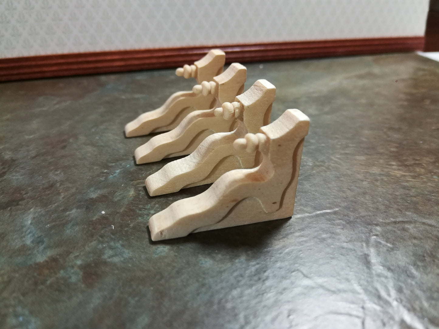 Dollhouse Miniature Wood Corbels or Brackets 1:12 Scale Set of 4