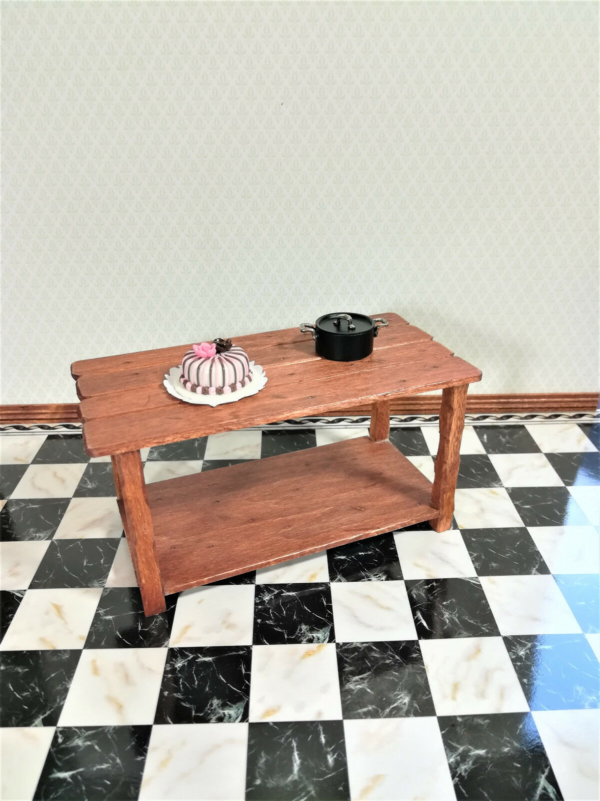 Dollhouse Marble Tile Sheet Black & White Square Checked Flooring 1:12 Scale
