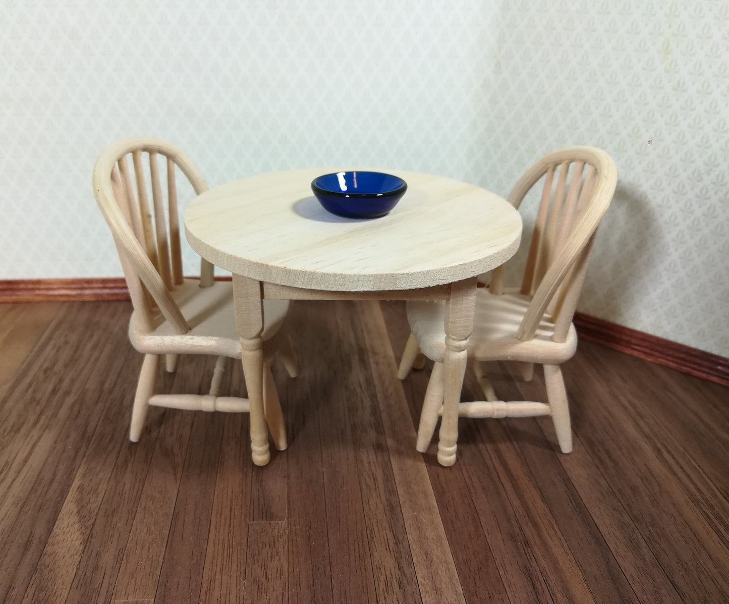 Dollhouse Miniature Windsor Spindle Back Kitchen Chair Unfinished Wood 1:12 Scale