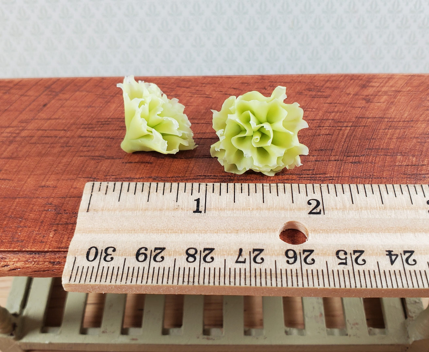 Dollhouse Green Leaf Lettuce 2 Heads 1:12 Scale Miniature Kitchen Groceries