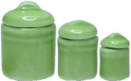 Dollhouse Avocado Canister Set with Removable Lids Set of 3 1:12 Scale Miniature