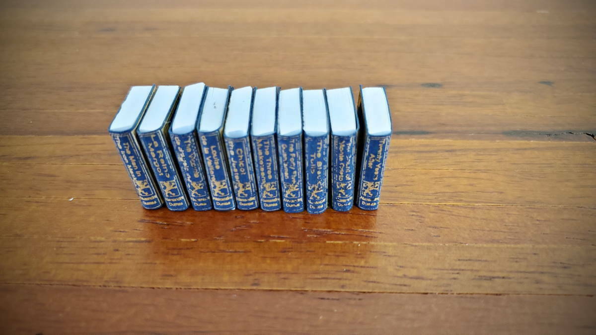 Dollhouse Book Set x10 Alexander Dumas 1:12 Scale (blank inside) Handmade Libary