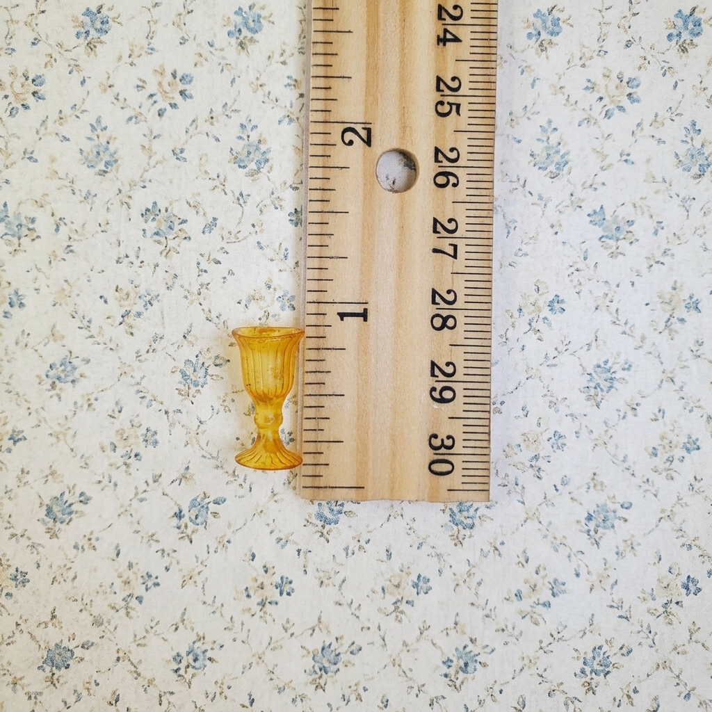 Dollhouse Fancy Amber Water Goblet or Wine Glass 1:12 Scale Miniature