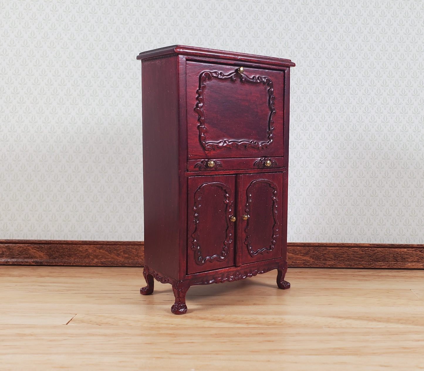 Dollhouse Secretary Writing Desk Mahogany Finish 1:12 Scale Miniature Furniture by Hansson Estate Piece