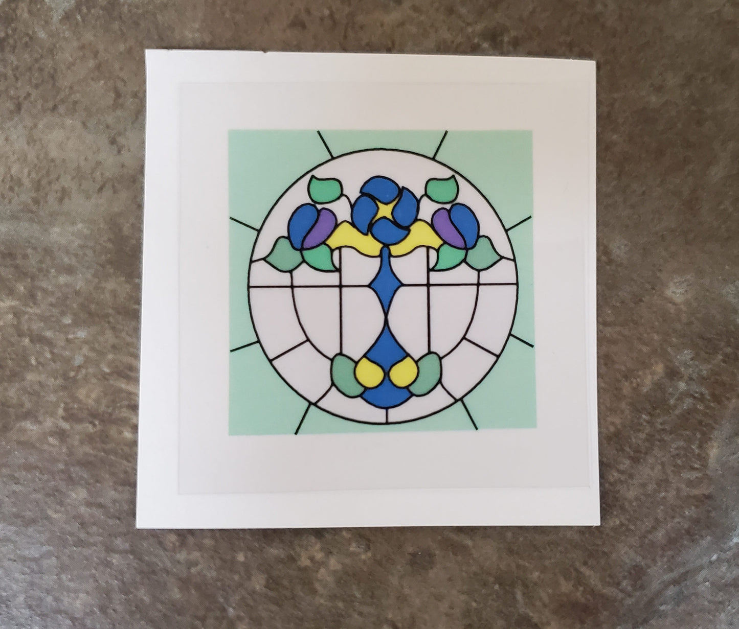 Dollhouse Simulated Stained Glass Window Insert Round 1:12 Scale Miniature SLIM20