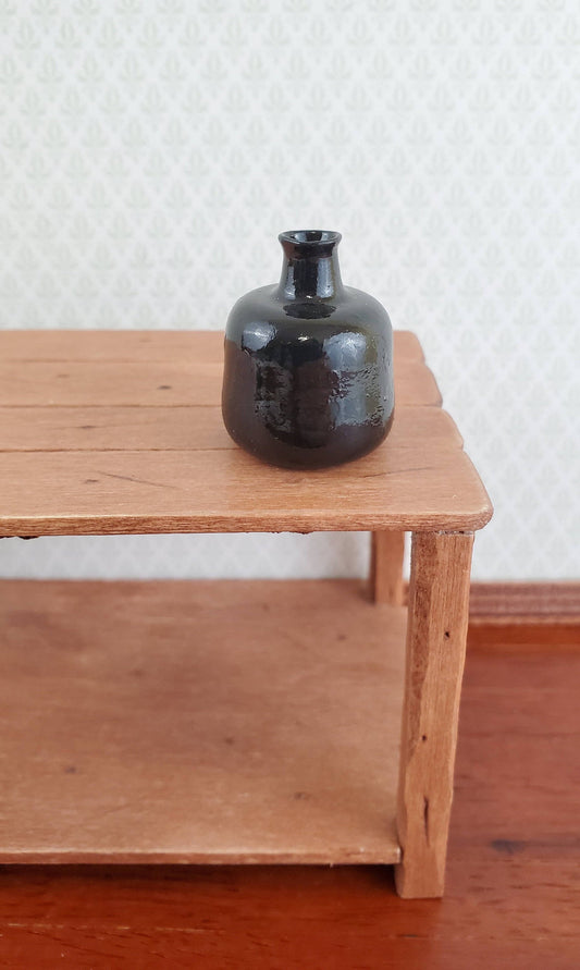 Dollhouse Miniature Black Glass Jug Bottle Carboy or Demijohn 1:12 Scale