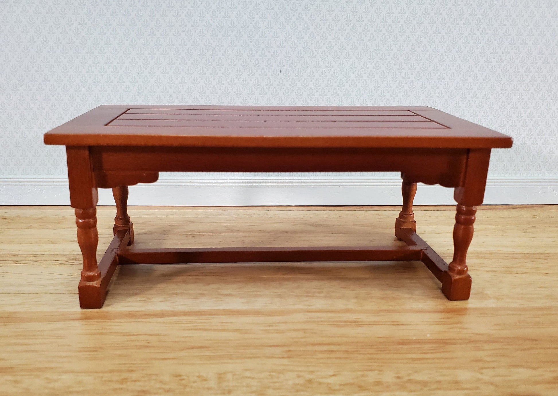 Dollhouse Kitchen or Prep Table Large Wood Medium Finish 1:12 Scale Miniature Furniture